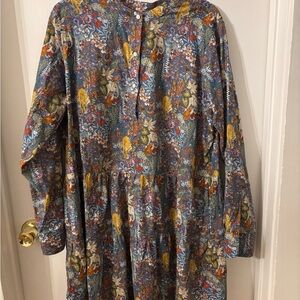 Ann Mashburn Blue Multi Jungle Print Linen Dress (Size XL, NWT)